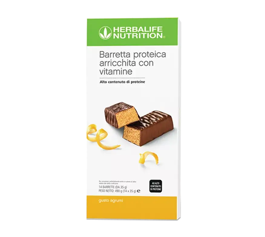 Confezione italiana di Barrette Proteiche Herbalife Nutrition gusto agrumi, 14 barrette da 35 g