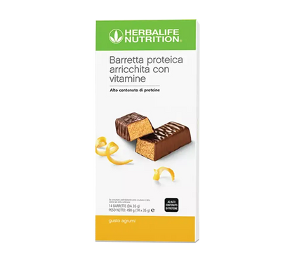 Confezione italiana di Barrette Proteiche Herbalife Nutrition gusto agrumi, 14 barrette da 35 g